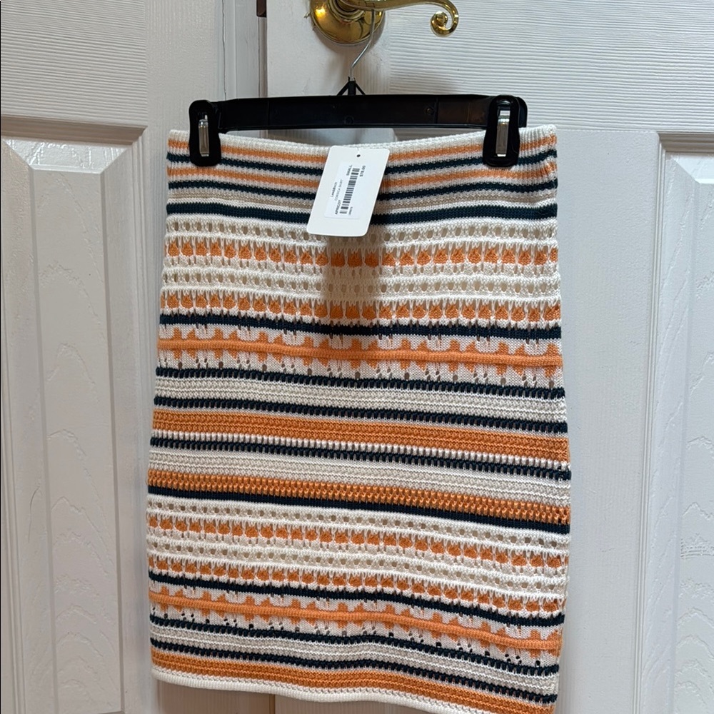 Matty M Black and White Smocked Pencil Skirt Knee-Length Casual